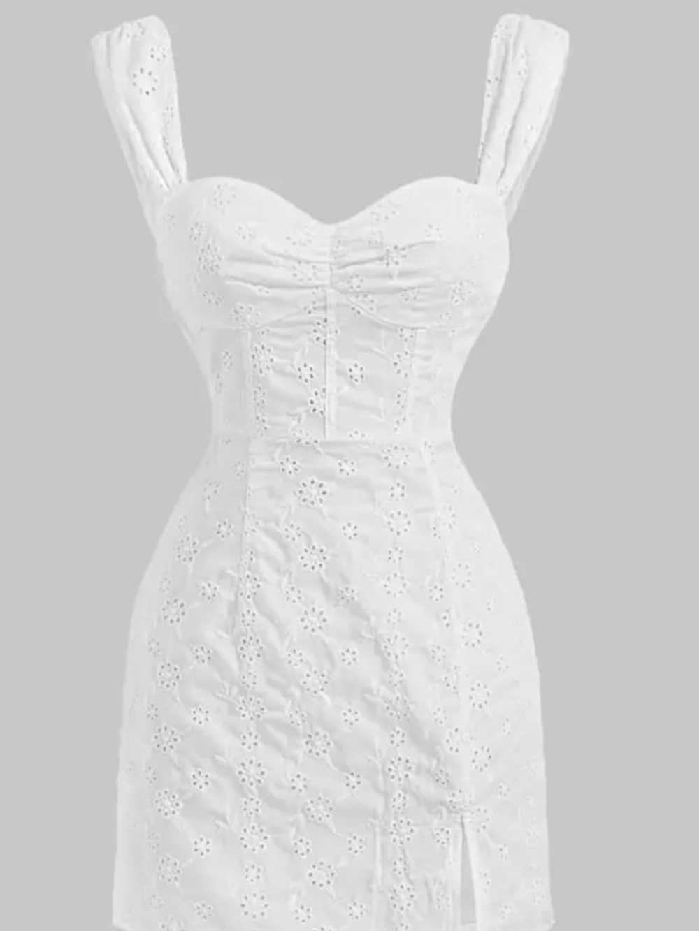 SHEIN MOD Ruched Bust Split Hem Schiffy Corset Structure Cami Dress White Size M